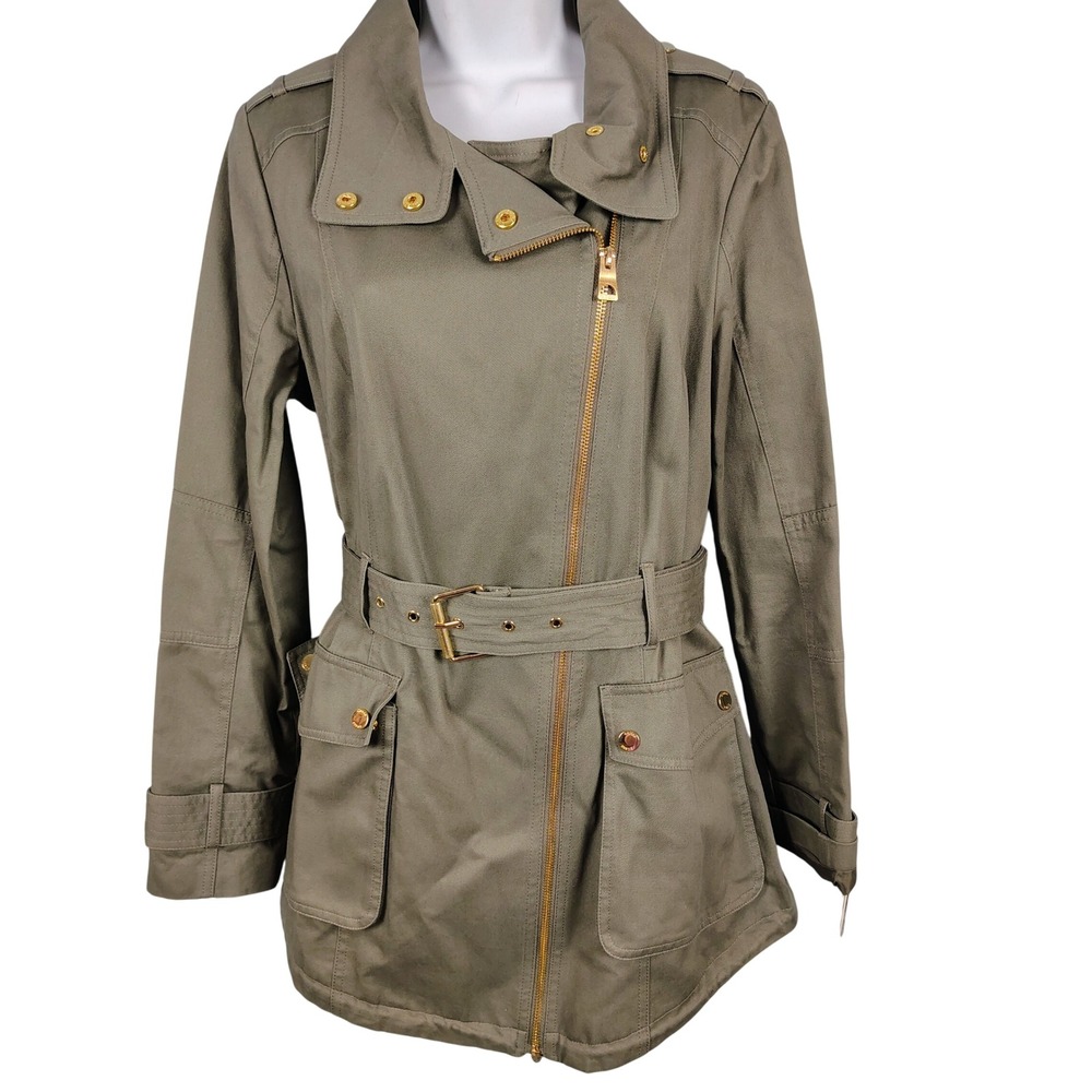 GUESS Womens M Olive Military Safari Utility Jacket NWT $300 MSRP Y2K Style